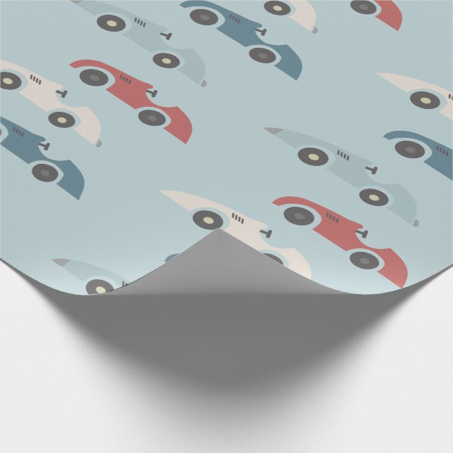 Papier Cadeau Motif de voitures de course Retro (Coin)