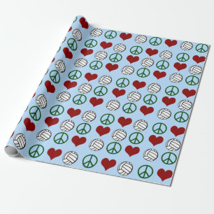 Papier Cadeau Motif de volley-ball Peace Love
