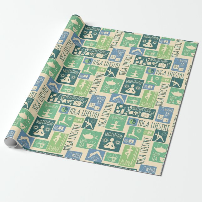Papier Cadeau Motif de yoga (Déroulé)