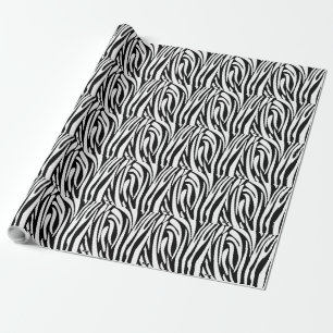 Papier Cadeau Motif de zèbre à rayures noir et blanc Monogramme