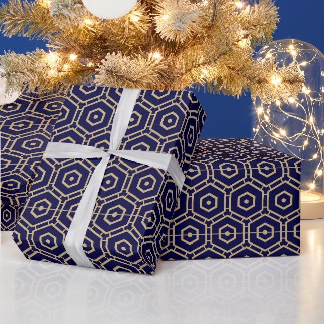Papier Cadeau Motif décoratif géométrique marine moderne (Vacances)