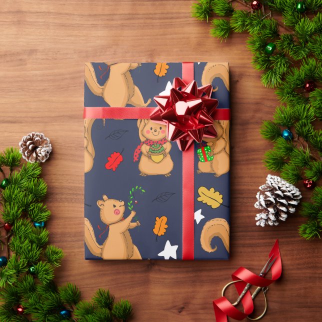 Papier Cadeau Motif d'écureuil de vacances (Cadeau de vacances)