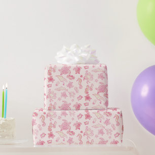 Papier Cadeau Motif Dégradé Rose Vie Marine