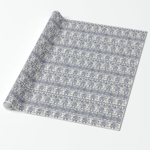 Papier Cadeau Motif d'éléphant ethnique bleu