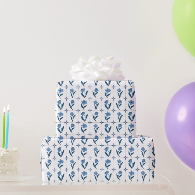 Papier Cadeau Motif Delft Tile (Cadeaux de fête)