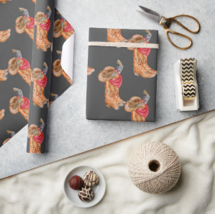 Papier Cadeau Motif d'engrenage Western Cowboy