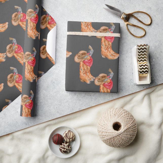 Papier Cadeau Motif d'engrenage Western Cowboy (Artisanat)
