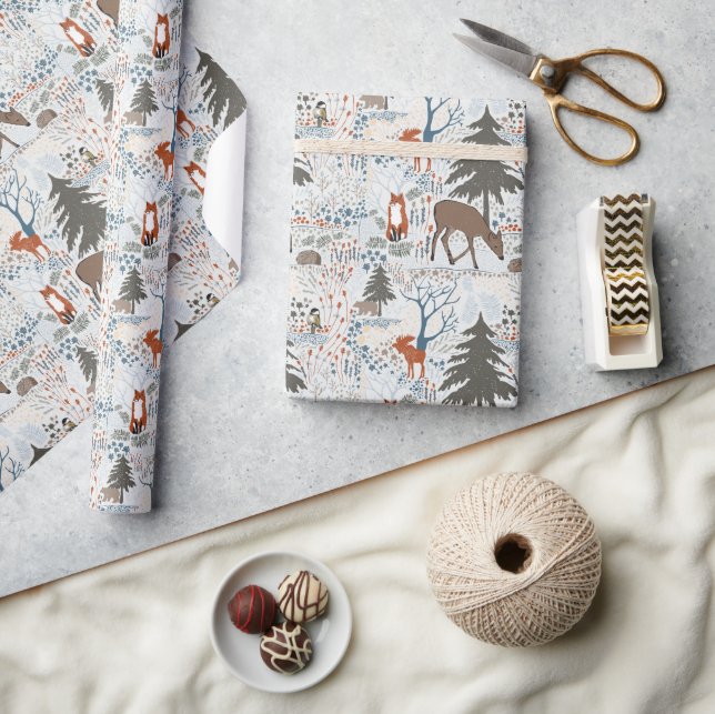 Papier Cadeau Motif des animaux de bois (Artisanat)