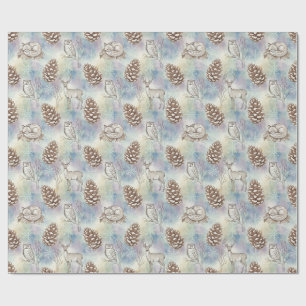 Papier Cadeau Motif des animaux de bois d'hiver