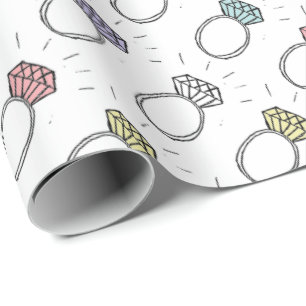 Papier Cadeau Motif des anneaux de diamant illustrés
