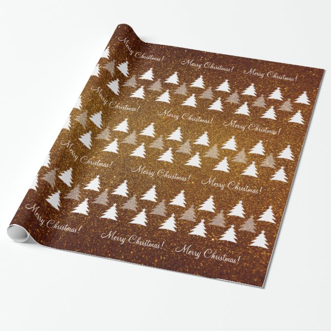 Papier Cadeau Motif des beaux arbres de Noël| Personnalisable Br (Déroulé)