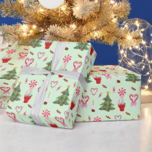 Papier Cadeau Motif des bonbons de Noël
