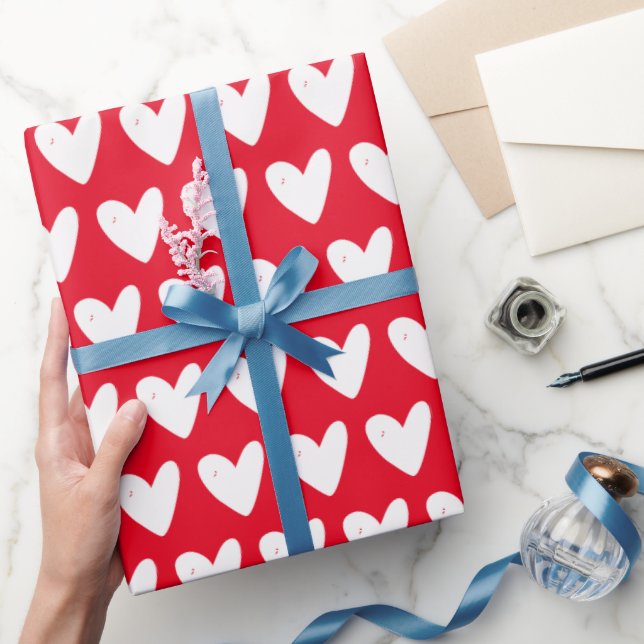 Papier Cadeau Motif des Coeurs rouges de la Saint-Valentin (Cadeaux)