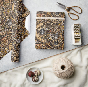 Papier Cadeau Motif des engrenages Surreal Steampunk