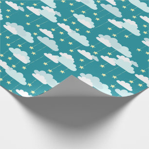 Papier Cadeau Motif des étoiles et nuages en chute mûre
