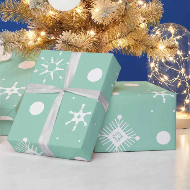 Papier Cadeau Motif des flocons blancs (Vacances)