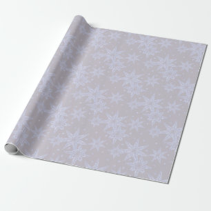 Papier Cadeau motif des flocons de neige magique céleste