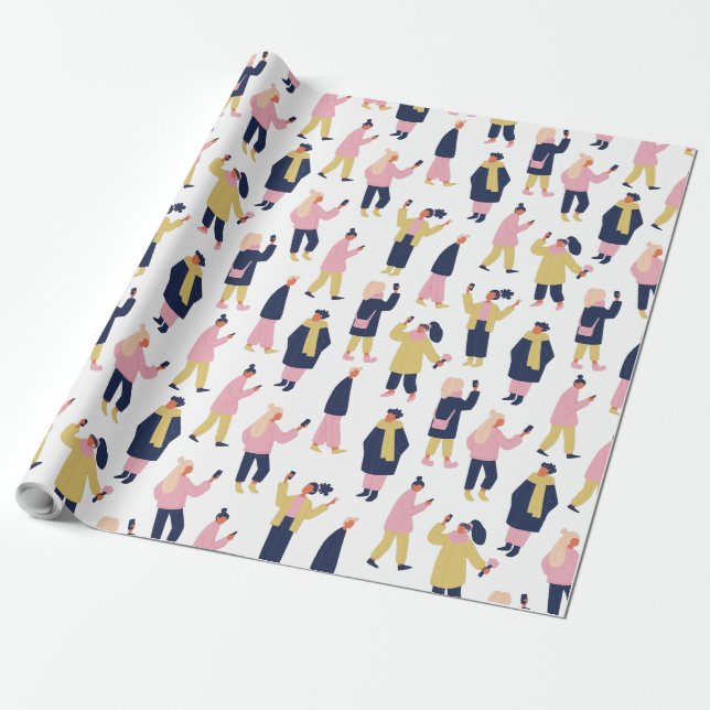 Papier Cadeau Motif des gens des médias sociaux (Déroulé)