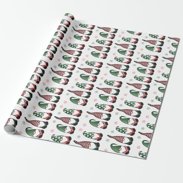 Papier Cadeau Motif des Gnomes de Noël (Déroulé)