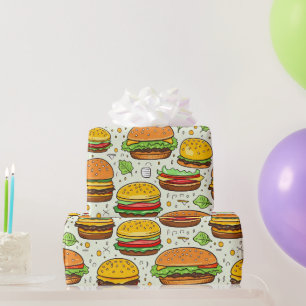 Papier Cadeau Motif des hamburgers mignons
