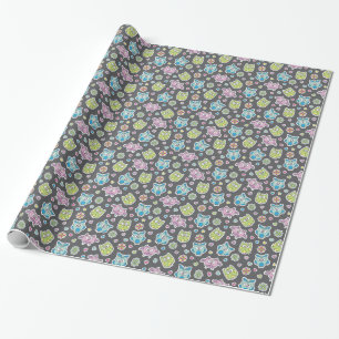 Papier Cadeau motif des hiboux de bande dessinée
