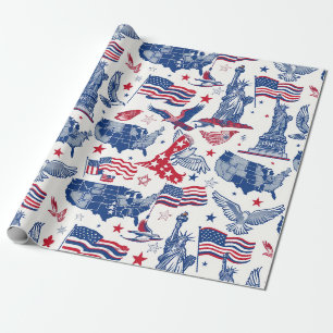 Papier Cadeau Motif des icônes patriotiques - Statue de la Liber