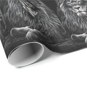 Papier Cadeau Motif des Lions Gris Majestic