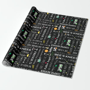 Papier Cadeau Motif des noms de cocktails Retro
