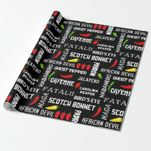 Papier Cadeau Motif des noms de poivre chili   Cuisine jamaïcain