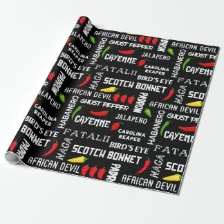 Papier Cadeau Motif des noms de poivre chili | Cuisine jamaïcain
