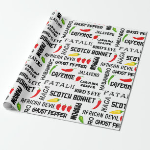Papier Cadeau Motif des noms de poivre chili   Cuisine jamaïcain