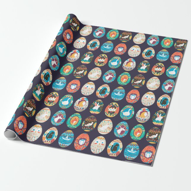 Papier Cadeau Motif des oeufs de Pâques (Déroulé)