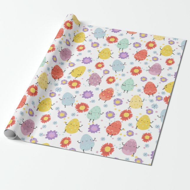 Papier Cadeau Motif des oeufs de Pâques (Déroulé)