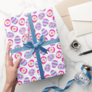 Papier Cadeau Motif des oeufs de Pâques mignons rose et violet