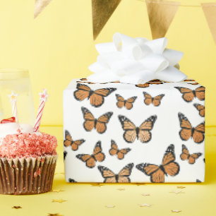 Papier Cadeau Motif des papillons Monarque orange