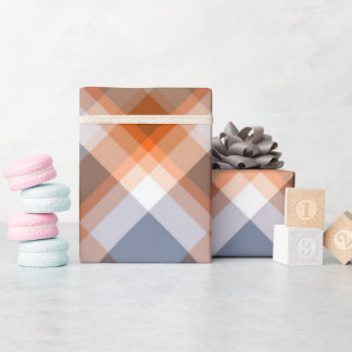 Papier Cadeau Motif des rayures de pêche gris orange