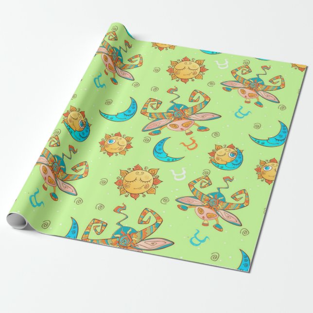 Papier Cadeau Motif des signes Zodiac Bull (Déroulé)