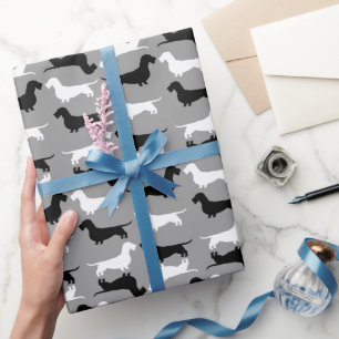 Papier Cadeau Motif des silhouettes de fils Haired Dachshund