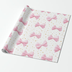 Papier Cadeau Motif des vaches roses et des étoiles d'or