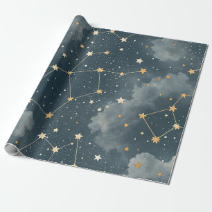 Papier Cadeau Motif d'étoiles de constellation céleste (4)