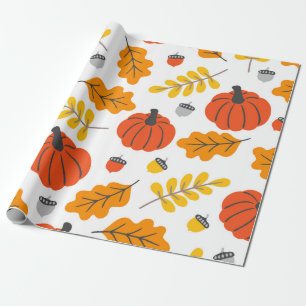 Papier Cadeau Motif d'Halloween avec citrouilles et échec
