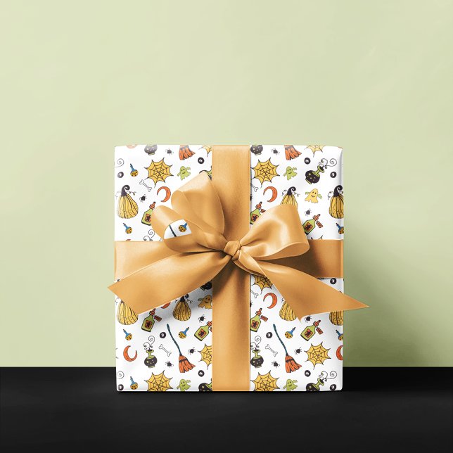Papier Cadeau Motif d'Halloween Blanc (Créateur téléchargé)