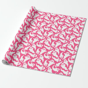 Papier Cadeau Motif d'Halloween fantôme rose