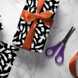 Papier Cadeau Motif d'Halloween noir blanc Éffrayant