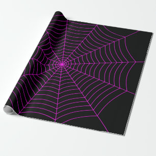 Papier Cadeau Motif d'Halloween noir rose chaud
