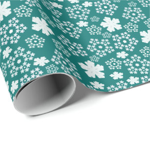 Papier Cadeau Motif d'hiver turquoise Star et Snowflakes