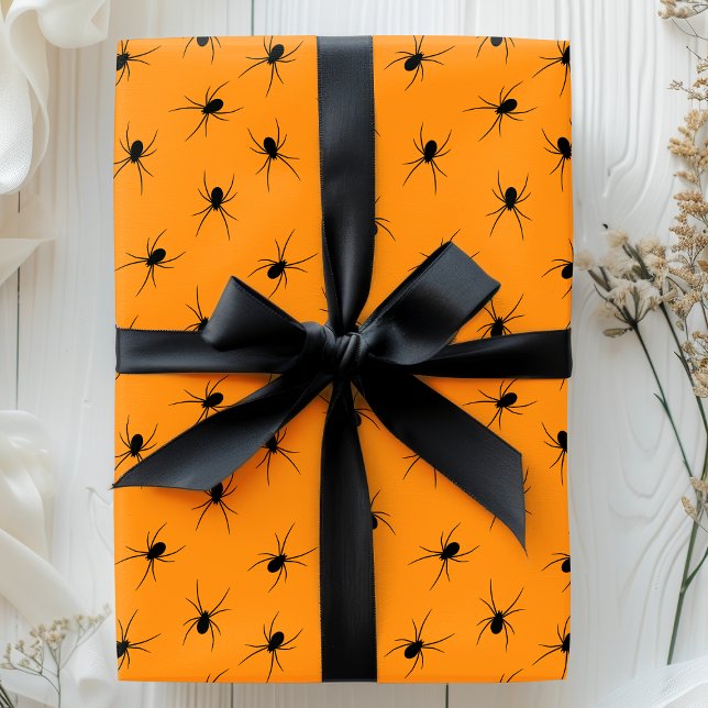 Papier Cadeau Motif d'horreur d'Halloween noir orange (Créateur téléchargé)