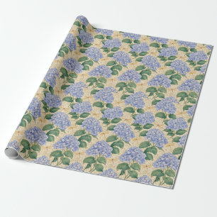 Papier Cadeau Motif d'hortensia Art Nouveau avec libellules