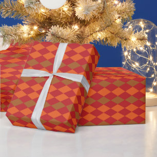 Papier Cadeau Motif Diamond À damiers Vert orange