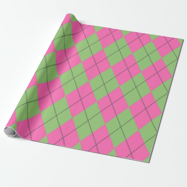 Papier Cadeau Motif Diamond Jacquard rose Neon (Déroulé)